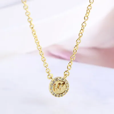Michael Kors Round Letter Rhinestone Disc Personality Necklace • $26.58