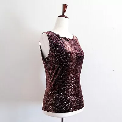 Vtg 90s Y2K Rave Brand Metallic Brown Velvet Sleeveless Tank Top Size L • $18.99