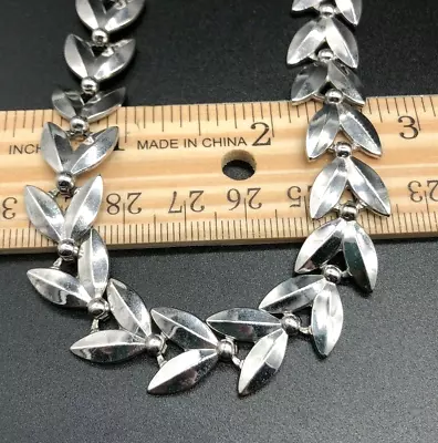 Vintage Sterling Silver Cascading Leaf Design Link Choker Necklace 14  • $95