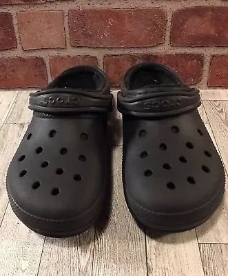 Crocs Black Mens 11 Classic Clog Fleece Lined Black Slip-on Comfort Shoe • $32.99