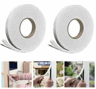 2 Draught Excluder Tape Seal Door Foam Weather Strip Window Insulation Sticky • £2.94