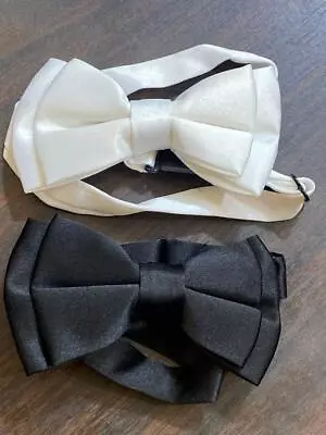 BOWTIE Solid BLACK - WHITE  Color Mens Bow Tie For Tuxedo Or Suit • $5.99