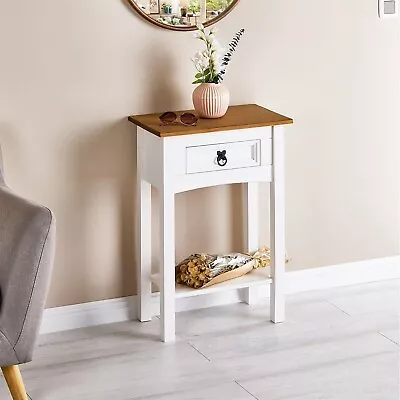 Corona White Console Table 1 Drawer Mexican Solid Pine Hallway • £39.99