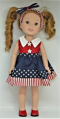 Dress July 4th Bow For 13.5 In Paola Reina Amigas Wellie Wishers Doll Clothes • $13.99