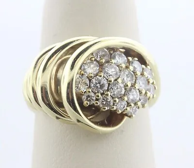 $2830 • Buy Jose Hess 14K Yellow Gold 0.85ct Diamond Spiral Coil Designer Ring - Size 6.5