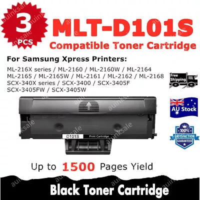 3x Non-OEM Toner MLTD101S MLT D101S For Samsung ML2160 ML 2165W SCX 3400 3405F • $46