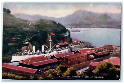C1910 Japanese Warship In Dock Nagasaki Japan Antique Oilette Tuck Art Postcard • $9.72
