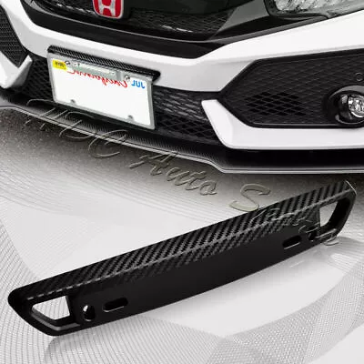 1 X JDM Black Carbon Look Bumper Front License Plate Holder Relocate Bracket • $8.99