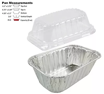 1 Lb. Disposable Aluminum Foil Mini-Loaf Bread Pan W/Clear High Dome Lid 50/PK • $27.99