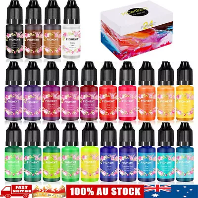 24 Bottles Colors Epoxy UV Resin Coloring Dye Colorant Pigment Art Craft DIY Set • $26.99