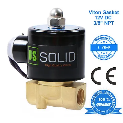 U.S. Solid Electric Solenoid Valve 3/8 Inch Brass 12V DC • $34.39