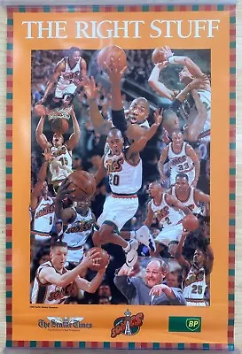 1998 Seattle Sonics Vintage Poster - THE RIGHT STUFF - Gary Payton 1997-98 NBA • $12.95