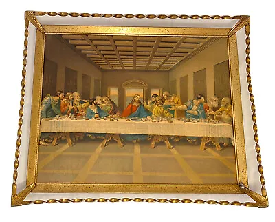 Vintage Last Supper Picture Twisted Gold Metal Frame 11 X 9  • $39.98