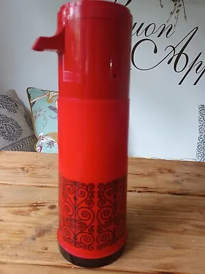 £5.99 • Buy Vintage Aladdin Pump A Drink Red Thermos Vacuum Flask Camper Retro 1970s 