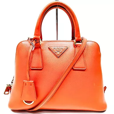 Prada Hand Bag Saffiano  Orange Leather 3606921 • $0.99