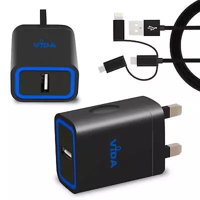 £12.99 • Buy Fast Wall Battery Charger Power Plug Adapter With Micro USB Cable For Tablet PC