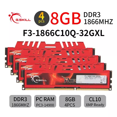 G.SKILL Ripjaws X 32GB 4x8GB DDR3 1866MHz PC3-14900U 240Pin Desktop PC Memory UK • £47.99