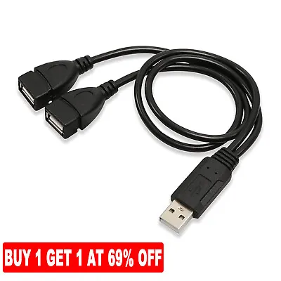 £3.25 • Buy Male USB 2.0 A 1 To 2 Dual USB Female Data Hub Power Adapter Y Splitter Cable UK