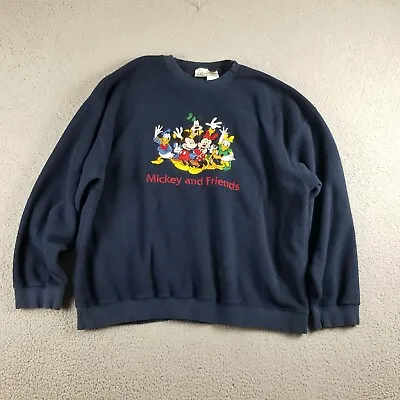 Vintage Disney Store Mickey Mouse Goofy Donald Embroidered Sweatshirt Men XL • $29.88