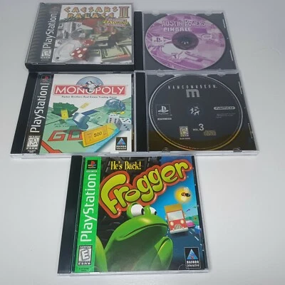 $19.95 • Buy PS1 Frogger Namco Museum 3 Monopoly Pinball Caesars Palace II 5 Games Lot Arcade