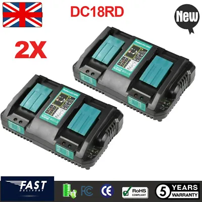 2X For Makita DC18RD 240V 18V LXT LI-ION Twin Port Rapid Battery Charger • £40.89