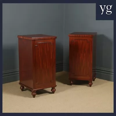 Antique English Pair Of Georgian Regency Figured Mahogany Pedestal Cabinets • $4293.70