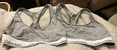 Calvin Klein Womens 2 Pack Bras Sport Cotton Black Grey White M. Worn Once • £10