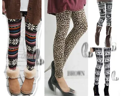 Au Stock Knitted Leopard Nordic Reindeer Snowflake Leggings Stretch Pants P001 • $6.43