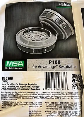MSA Advantage Respirator Cartridge 815369 P100 (Case Of 16; 8 Packs Of 2x) • $80