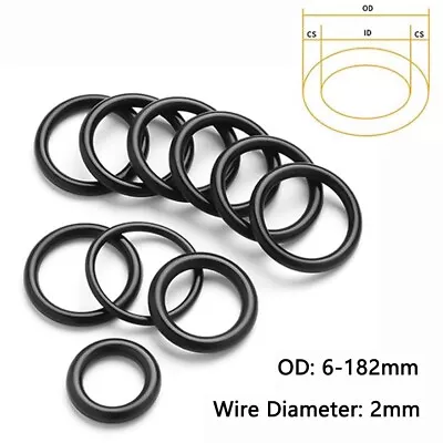 £1.72 • Buy Nitrile Rubber O-ring CS 2mm Sealing Ring OD 6-182mm Oil And Corrosion Resistant