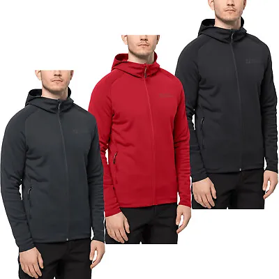 Jack Wolfskin Mens Baiselberg Full Zip Outdoor Warm Winter Hooded Fleece Jacket • £40