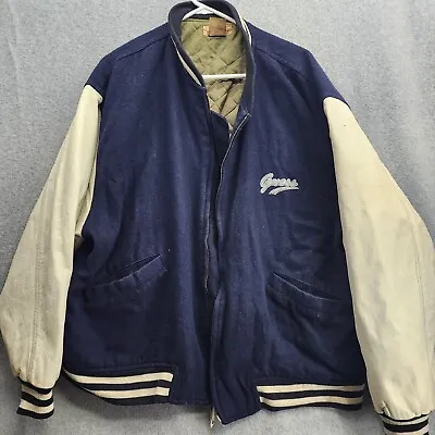 Vintage Guess Classic Sportswear Letterman Jacket Wool Leather XL Distressed  • $39.87