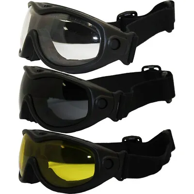 3 Heron Foam Padded Motorcycle Goggles Clear Smoke Yellow With Pouch • $34.95