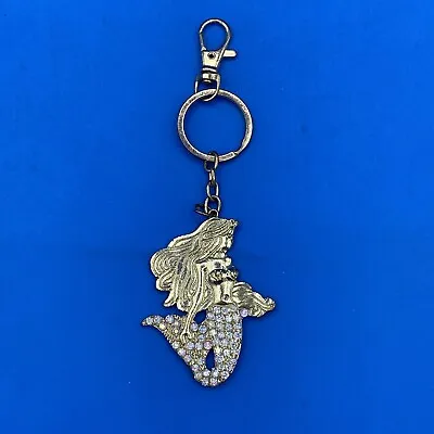 Rhinestone Metal Mermaid Pendant Keychain Charm Keyring • $5