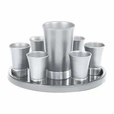  Yair Emanuel Anodized Aluminum Kiddush Set Cup Cups With Tray From Israel • $89.99