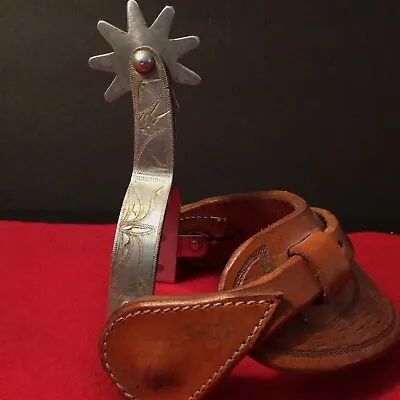 1 Vintage Cowboy Spur EngravedHeavy Duty Aluminum Alloy Tooled Leather Strap • $15