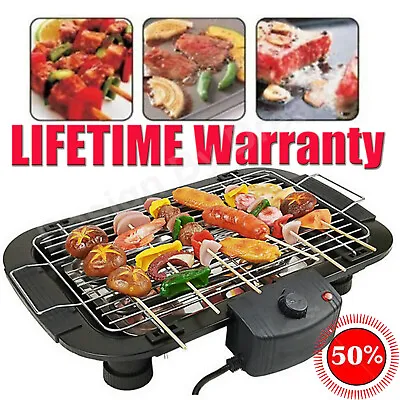Cheap - Electric Table Top Grill Griddle BBQ Hot Plate Camping Cooking Cast Pan • £24.70