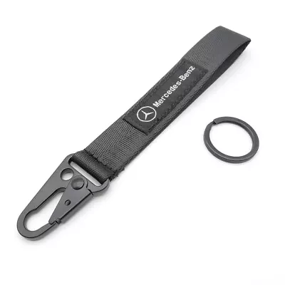 Car Keychain Embroidered Logo Key Chain Lanyards Black Nylon For Mercedes Benz • $8.99