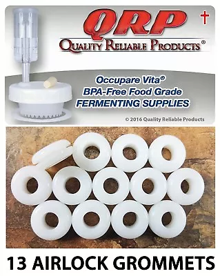 $10.99 • Buy 13 Airlock Grommets Food Grade White Silicone Fits Fermentation Kit Plastic Lids