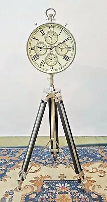 Home Décor World Time Clock With Black Chrome Tripod Stand Home Christmas Gift • $253.52