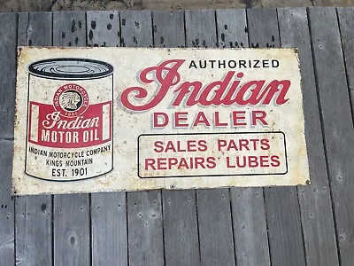 RARE Indian Motorcycles Metal Dealer Store Sign Motor Oil 4’ X 2’ • $599.99