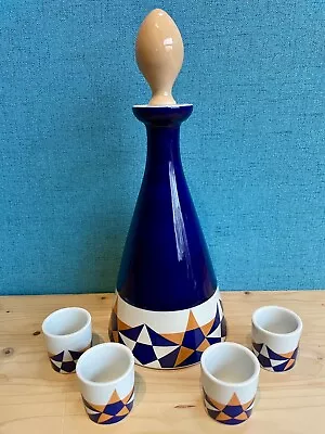 Vintage Ceramic Liquor Decanter Set Shot Glass Cups Tequila Whiskey Spain • $59