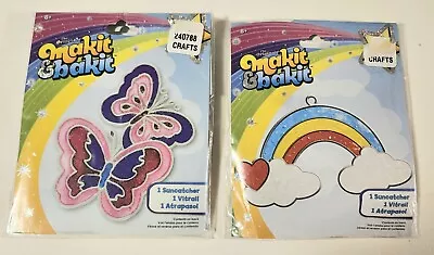 Lot Of 2 Colorbok Makit & Bakit Suncatcher Kits Butterflies & Rainbow • $14.99