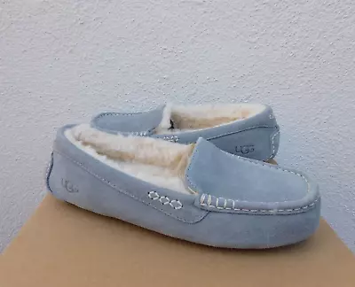 Ugg Ansley Light Grey Suede/ Wool Moccasin Slippers Women Us 7/ Eur 38 ~nib • $82.95