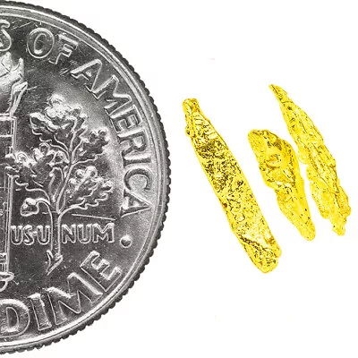 0.1933 Gram Alaska Natural Gold Nuggets - (#77449) - 3pcs Alaskan Gold Nuggets • $4.51