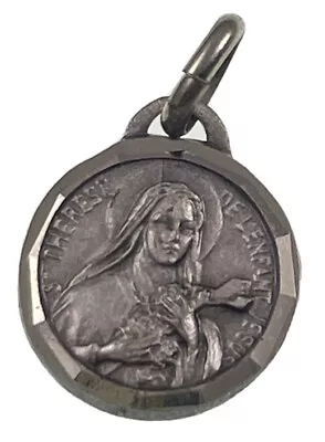 Vintage Catholic St Therese Small Silver Tone Religious Medal • $8.99