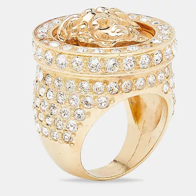 Versace Medusa Crystal Gold Tone Ring Size 58 • $325.50
