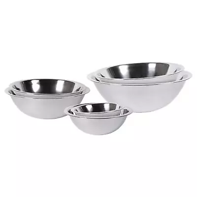 6pc Stainless Steel Mixing Bowl Set Deep Kitchen Baking Cooking Salad Bowls • £18