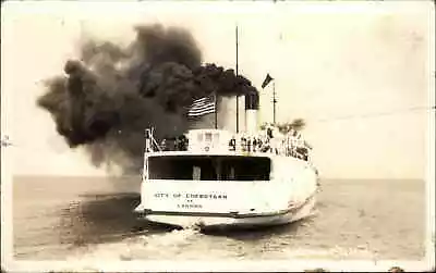 Mackinaw City Michgian MI Steamer Ferry City Of Cheboygan Vintage RPPC PC • $9.89