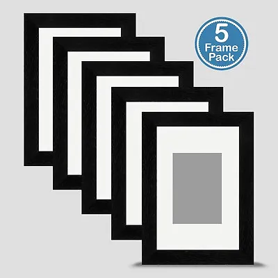 Black Photo Frame 6x4 X5 MULTI PACK Incl Soft White Mount 3.5x2.5 ACEO Art Print • £29.95